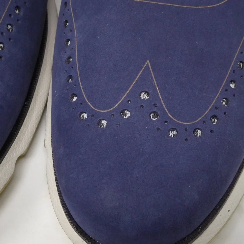Cole Haan Mens 4.Zerogrand Wingtip Oxfords Blue Nubuck C31887 Size 13